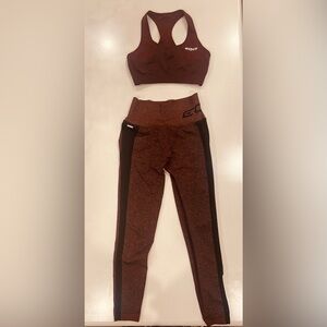 ECHT Burgundy Racerback Sports Bra and matching leggings